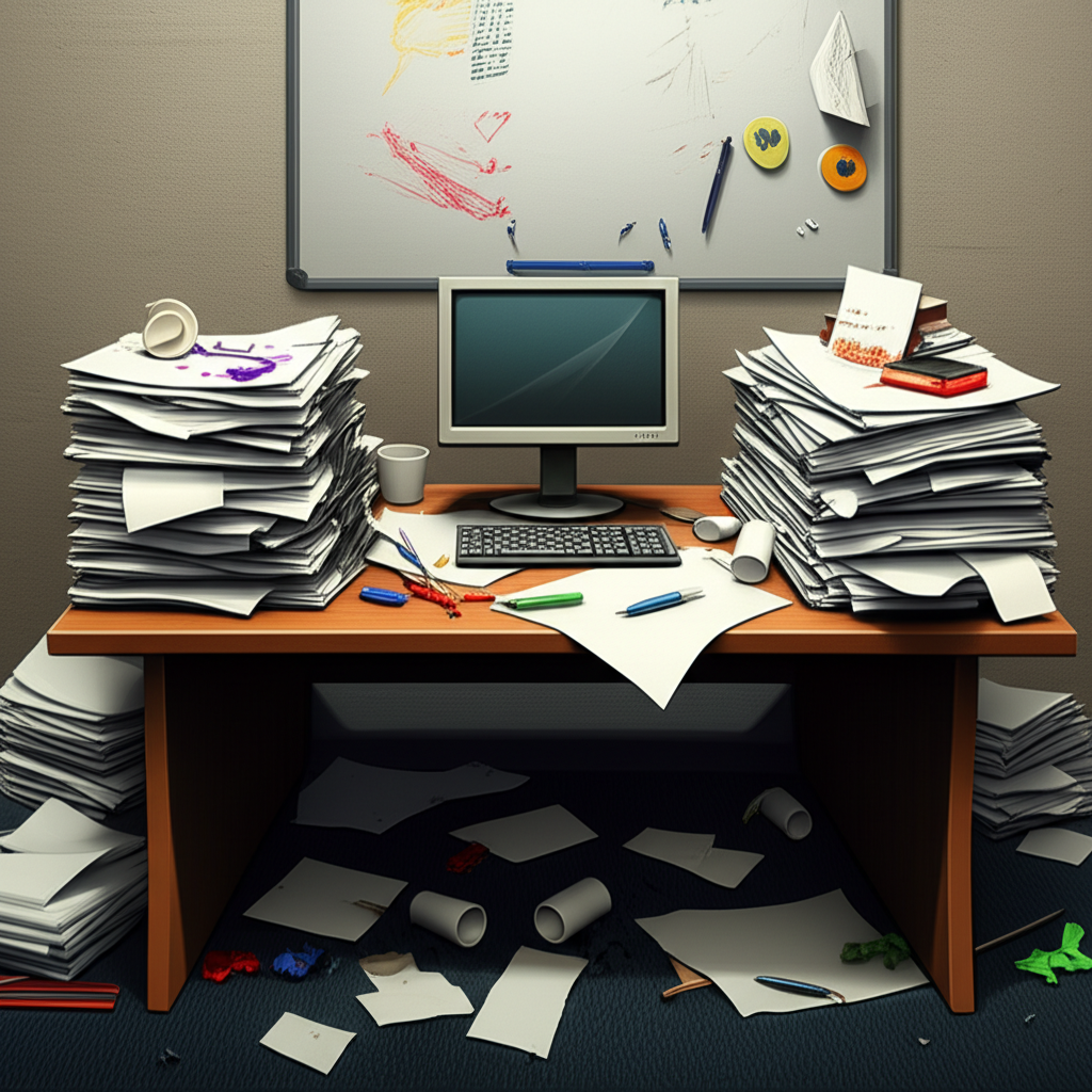 Before commercial cleaning Sydney - messy office space